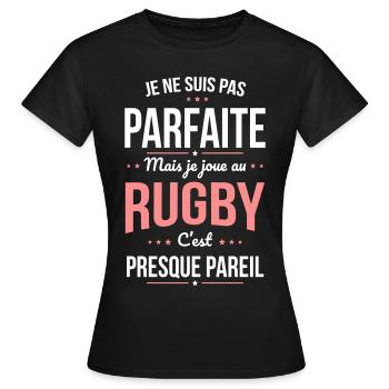 Je ne suis pas parfaite mais je joue au rugby - T-shirt Femme - noir - Devant - AI Model Female 172 dark (172cm)
