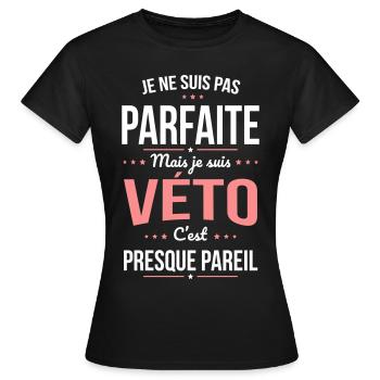 Je ne suis pas parfaite mais je suis véto - T-shirt Femme - noir - Devant - AI Model Female 172 dark (172cm)