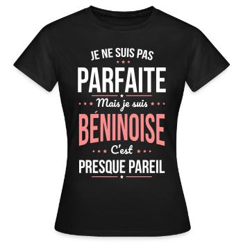 Je ne suis pas parfaite mais je suis Béninoise - T-shirt Femme - noir - Devant - AI Model Female 172 dark (172cm)