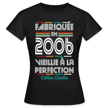 Anniversaire 18 ans - Fabriquée en 2006 - T-shirt Femme - noir - Devant - AI Model Female 172 dark (172cm)