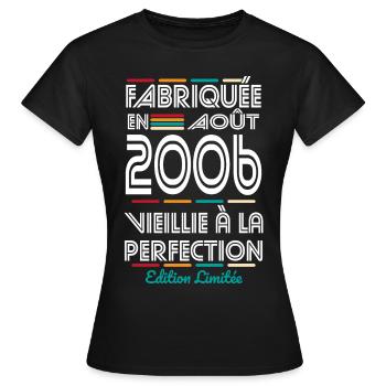 18th Anniversary - Made in August 2006 - Women's T-Shirt - black - Front - AI Model Female 172 dark (172cm)
