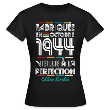 80th Anniversary - Made in October 1944 - Women's T-Shirt - black - Front - AI Model Female 172 dark (172cm)