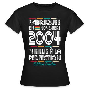 20. Jahrestag – Hergestellt im November 2004 - Frauen T-Shirt - Schwarz - Vorne - AI Model Female 172 dark (172cm)