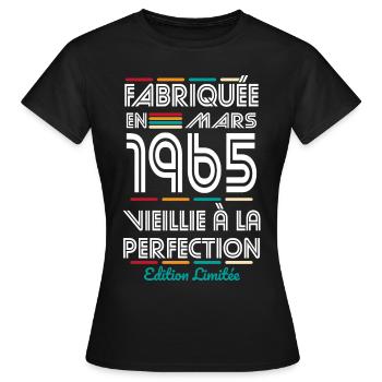 60th Anniversary - Made in March 1965 - Women's T-Shirt - black - Front - AI Model Female 172 dark (172cm)