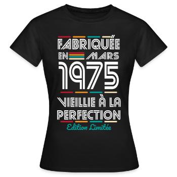 50th Anniversary - Made in March 1975 - Women's T-Shirt - black - Front - AI Model Female 172 dark (172cm)