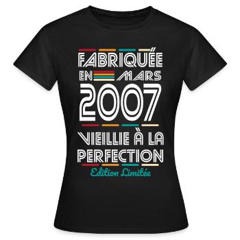 18 Year Anniversary - Made in March 2007 - Women's T-Shirt - black - Front - AI Model Female 172 dark (172cm)