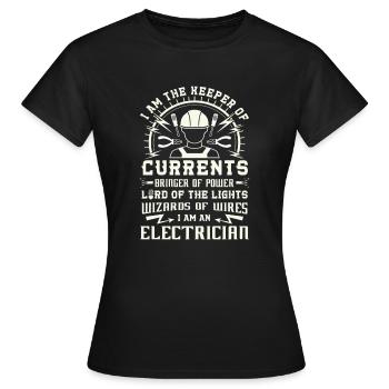 Keeper of Currents Bringer of Power Electrician - T-shirt Femme - noir - Devant - AI Model Female 172 dark (172cm)