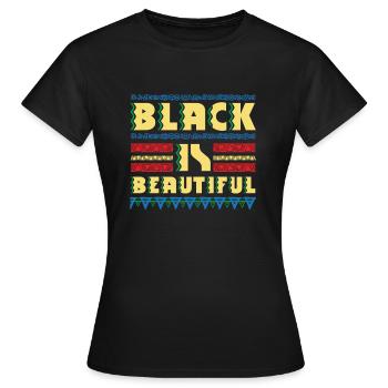 Black is Beautiful - natural african gift design - T-shirt Femme - noir - Devant - AI Model Female 172 dark (172cm)