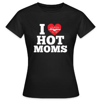 I love hot Moms - kiss imprint humor saying - Dame-T-shirt - sort - Foran - AI Model Female 172 dark (172cm)