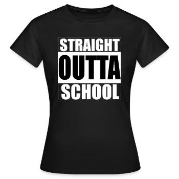 Straight outta school - Rap, Compton - Frauen T-Shirt - Schwarz - Vorne - AI Model Female 172 dark (172cm)
