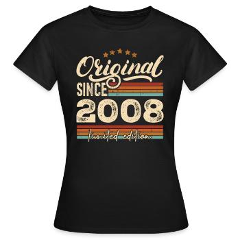 Original 2008 Jahrgang - 2008 Geburtstagsgeschenk - Frauen T-Shirt - Schwarz - Vorne - AI Model Female 172 dark (172cm)