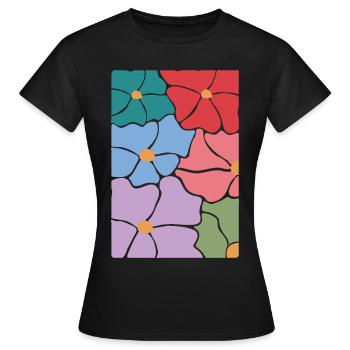 Boho Flora Blumen - Frauen T-Shirt - Schwarz - Vorne - AI Model Female 172 dark (172cm)