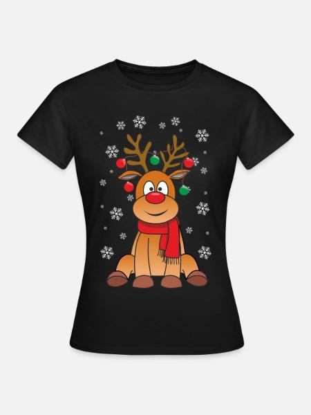 Sitzende Weihnachtsrentiere - Frauen T-Shirt - Schwarz