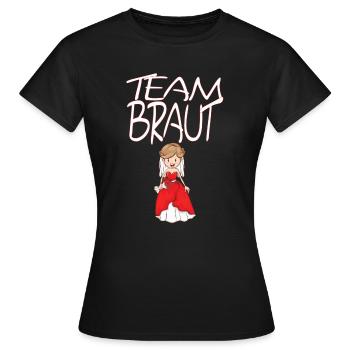 Team Braut mit lustiger Braut in rotem Brautkleid - Frauen T-Shirt - Schwarz - Vorne - AI Model Female 172 dark (172cm)