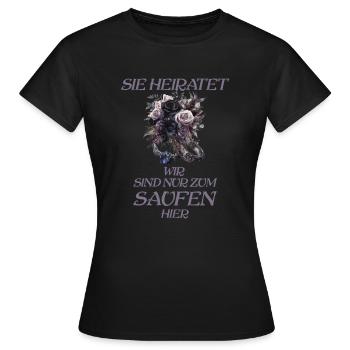 Sie heiratet wir sind nur Gothic Braut JGA-Crew - Frauen T-Shirt - Schwarz - Vorne - AI Model Female 172 dark (172cm)