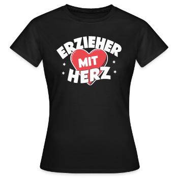 ErzieherHerz Dankeschön Anerkennung Liebe Beruf - Frauen T-Shirt - Schwarz - Vorne - AI Model Female 172 dark (172cm)