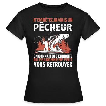 Chemise de pêcheur Papa pêcheur cadeau pêcheur - T-shirt Femme - noir - Devant - AI Model Female 172 dark (172cm)