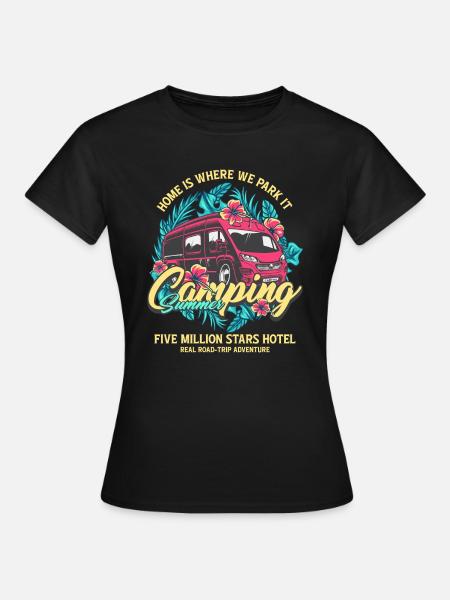 Camping Summer - Kastenwagen - Frauen T-Shirt - Schwarz