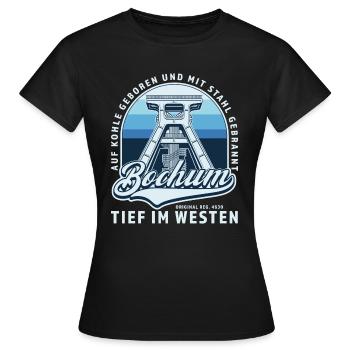 BOCHUM BADGE-Tief im Westen - Frauen T-Shirt - Schwarz - Vorne - AI Model Female 172 dark (172cm)