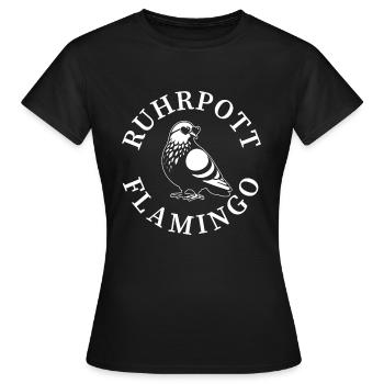 RUHRPOTT FLAMINGO - Frauen T-Shirt - Schwarz - Vorne - AI Model Female 172 dark (172cm)