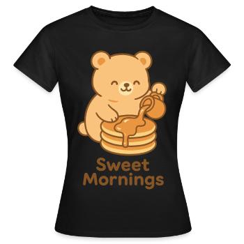 Sweet Mornings Bear Pour - Frauen T-Shirt - Schwarz - Vorne - AI Model Female 172 dark (172cm)