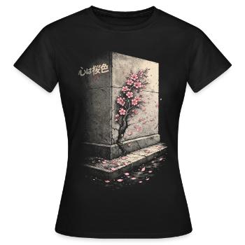 Cherry Blossom Sakura Cherry Blossom - Women's T-Shirt - black - Front - AI Model Female 172 dark (172cm)