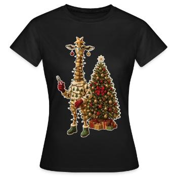 Giraffengazelle in der Lichterkettenfalle - Frauen T-Shirt - Schwarz - Vorne - AI Model Female 172 dark (172cm)