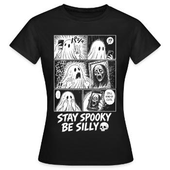 Stay Spooky Be Silly Ghost - Frauen T-Shirt - Schwarz - Vorne - AI Model Female 172 dark (172cm)
