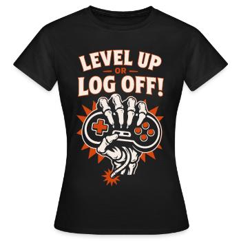 Monter de niveau ou se déconnecter Gaming Skeleton - T-shirt Femme - noir - Devant - AI Model Female 172 dark (172cm)