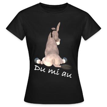 Du mi au, Witzig, Esel, schwäbisch - Frauen T-Shirt - Schwarz - Vorne - AI Model Female 172 dark (172cm)