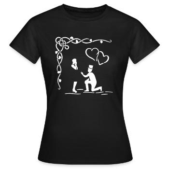 Mariage, demande en mariage, fiançailles, amour - T-shirt Femme - noir - Devant - AI Model Female 172 dark (172cm)
