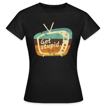 TV Télé Puissance Stupide Médias Proverbes Cadeaux - T-shirt Femme - noir - Devant - AI Model Female 172 dark (172cm)