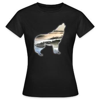 Wolf paysage montagnes de brouillard cadeau - T-shirt Femme - noir - Devant - AI Model Female 172 dark (172cm)