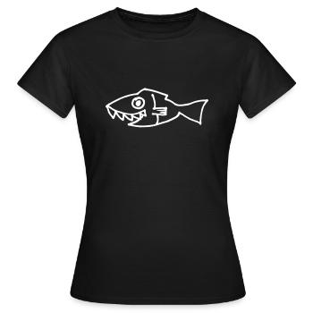 Fische Fisch Fischer Geschenk - Frauen T-Shirt - Schwarz - Vorne - AI Model Female 172 dark (172cm)