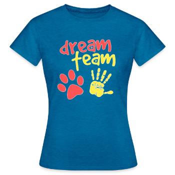 Dream Team Hand Dog Paw - Women's T-Shirt - antique blue sapphire heather - Front - AI Model Female 172 dark (172cm)