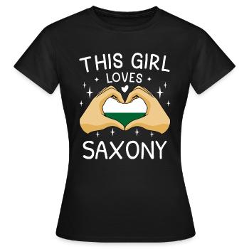 Drapeau de Saxe Drapeau saxon Ossi Holiday SN - T-shirt Femme - noir - Devant - AI Model Female 172 dark (172cm)
