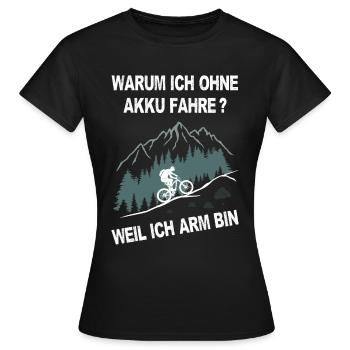 E-Bike, Mountainbike, bergauf, radfahren, Berge - Frauen T-Shirt - Schwarz - Vorne - AI Model Female 172 dark (172cm)