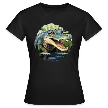 Krokodil - Frauen T-Shirt - Schwarz - Vorne - AI Model Female 172 dark (172cm)