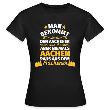 Aachen - Frauen T-Shirt - Schwarz - Vorne - AI Model Female 172 dark (172cm)