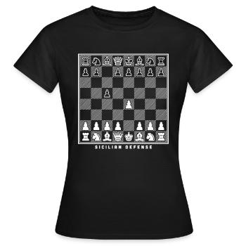 Joueur d’échecs d’ouverture d’échiquier d’échiquier d’échiquier sicilien de défense - T-shirt Femme - noir - Devant - AI Model Female 172 dark (172cm)