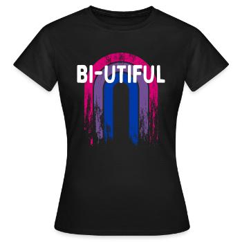 Bi-Utiful Bisexual Positivity Bi Pride Positive - Frauen T-Shirt - Schwarz - Vorne - AI Model Female 172 dark (172cm)