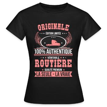 Authentique et véritable routière - Originale - T-shirt Femme - noir - Devant - AI Model Female 172 dark (172cm)