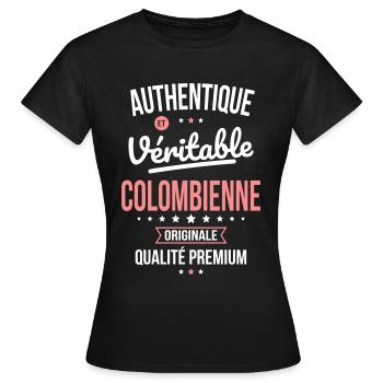 Authentique et véritable Colombienne - Originale - T-shirt Femme - noir - Devant - AI Model Female 172 dark (172cm)