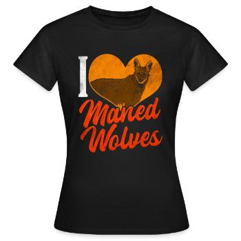 Loup à crinière - T-shirt Femme - noir - Devant - AI Model Female 172 dark (172cm)