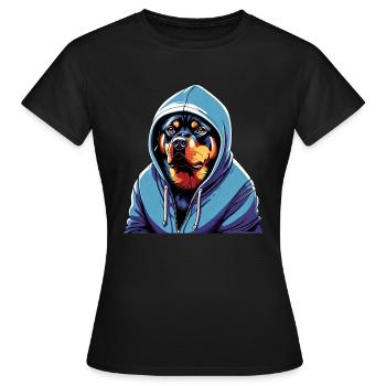 Sweat à capuche Rottweiler - T-shirt Femme - noir - Devant - AI Model Female 172 dark (172cm)