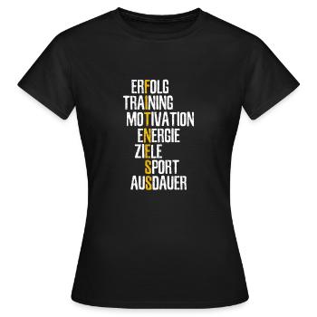 Fitness Gym Fitnessstudio Cardio Training Sport - Frauen T-Shirt - Schwarz - Vorne - AI Model Female 172 dark (172cm)