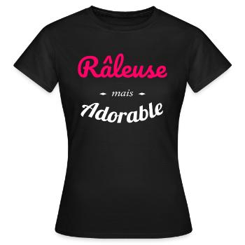 Râleuse mais adorable Cadeau humour drôle - T-shirt Femme - noir - Devant - AI Model Female 172 dark (172cm)