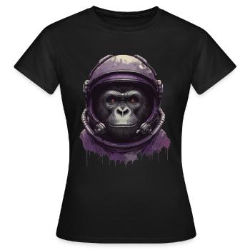Astronaut monkey stocks to the moon - Women's T-Shirt - black - Front - AI Model Female 172 dark (172cm)