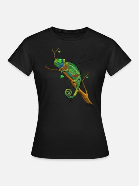 Chamaeleon drawing - Women's T-Shirt - black