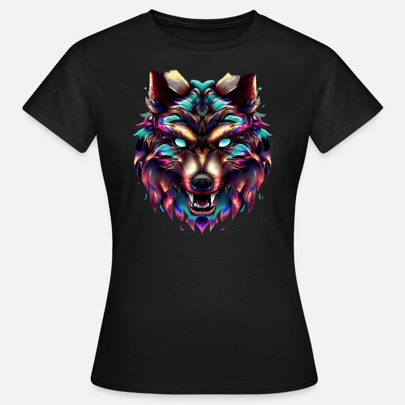 Wolf's Head Synthwave Wolf - Women's T-Shirt - black
